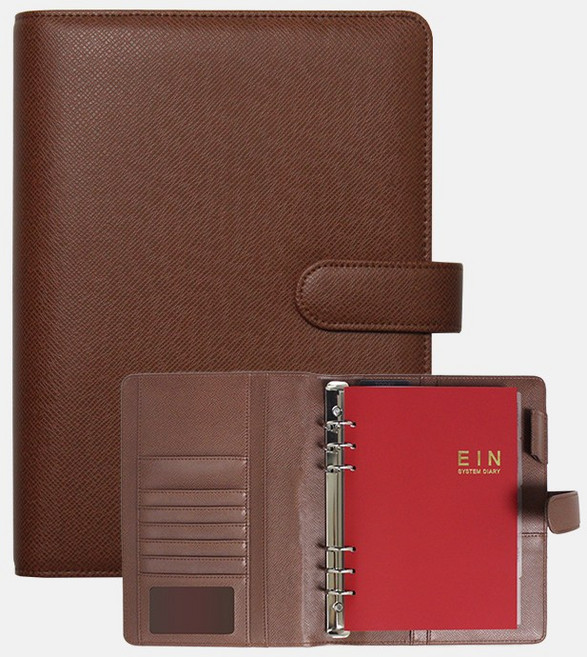 아인텍 프리미엄 가죽 만년 다이어리_AA19, 2단_브라운[H3588]