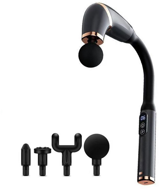 무선 진동 프리미엄 마사지기 충전식 6단조절 4개 교체 전신 안마봉, 검은색