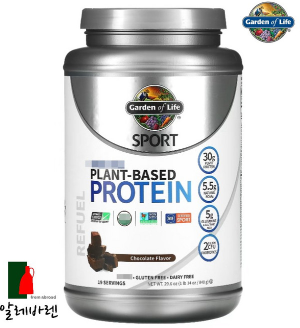 가든오브라이프 스포츠 식물성 단백질 프로틴 초코맛 840g 20억 유산균 아르기닌 류신 발린 Valine 루신 페닐알라닌 글라이신 bcaa, 1개