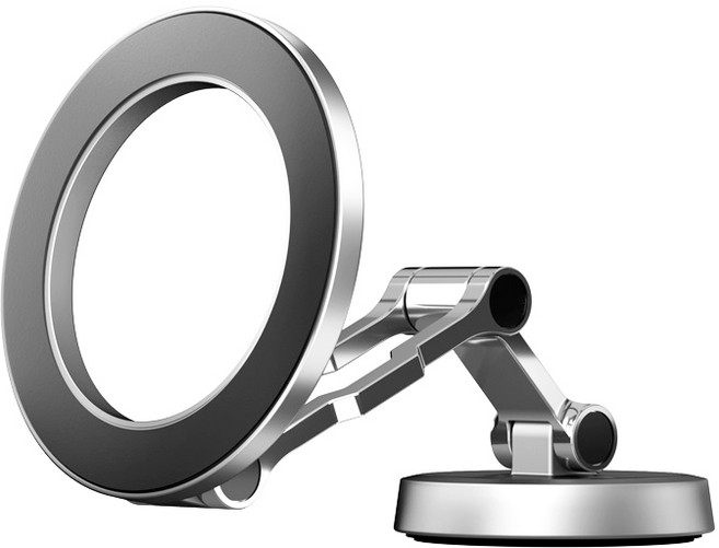 아이베리 트리플 힌지 맥세이프 호환 차량용 휴대폰 자석 거치대 대시보드 및 디스플레이 뒷면 부착, 팔라듐 실버, 1개