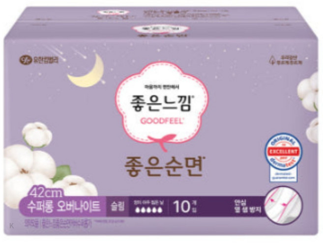 좋은느낌 좋은순면 생리대 날개형, 슈퍼롱, 10개입, 30개