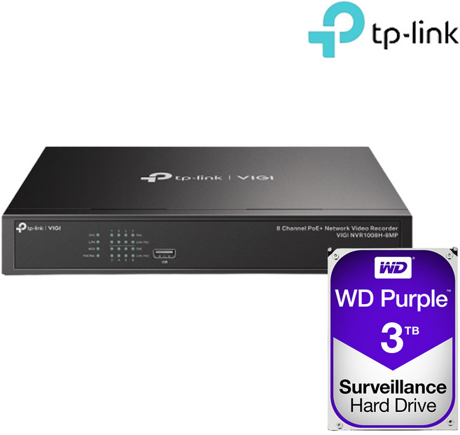 티피링크 VIGI NVR1008H-8MP＋3TB HDD 8채널 POE NVR 녹화기 세트, 1개, 1개