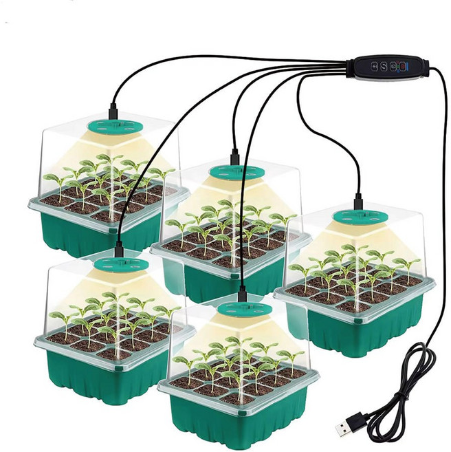 LED 식물성장조명 미니온실 5구 세트 (USB 전원), 1개