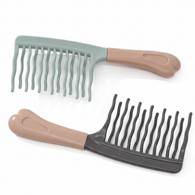 미룬토 탈모방지 두피 마사지 브러쉬 웨이브 도끼빗 1+1, 1개, 그린+그레이