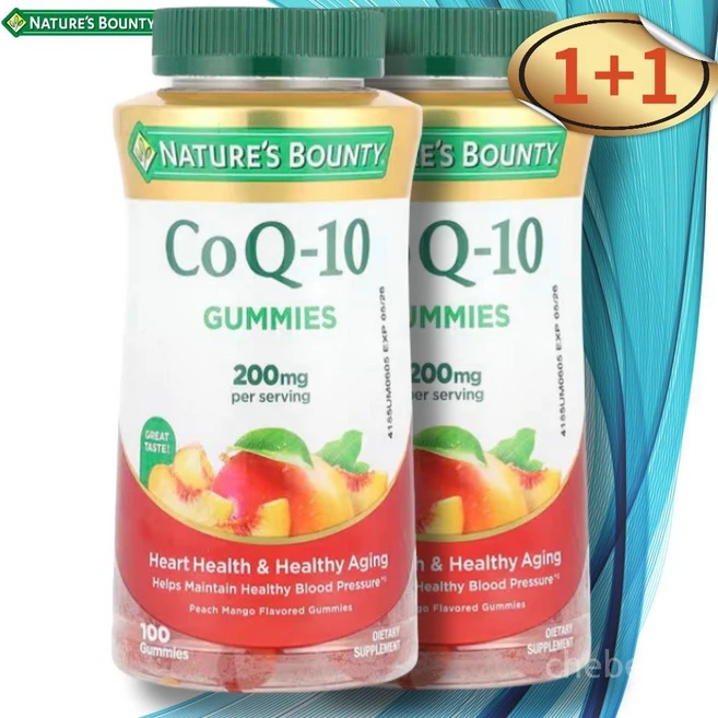 네이쳐스바운티 코큐텐 코엔자임 Q10 구미젤리100개입 2통 복숭아맛 Coq10, 2개, 100정 - 쿠팡