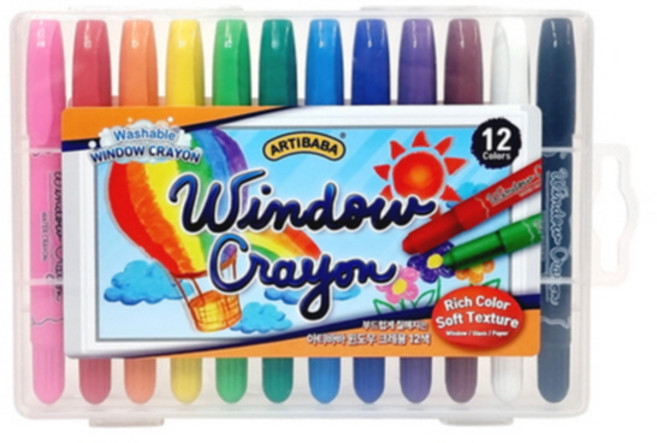 아티바바 윈도우크레용 12색 욕실크레용 목욕크레용 워셔블 아기크레용 목욕놀이, 1개