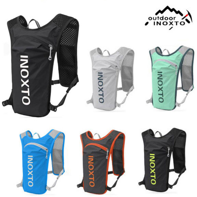 Inoxto 초경량 트레일러닝 백팩 5L 스포츠 등산 마라톤 조끼가방 배낭, 5L-블랙 그린