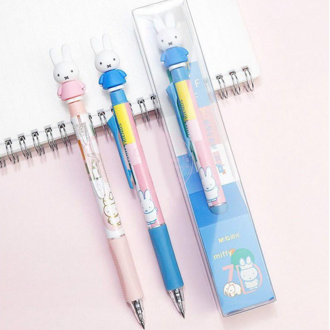 Miffy 미피 정품 볼펜 2종세트 0.5mm 중성펜 젤펜, 2개, 핑크/블루