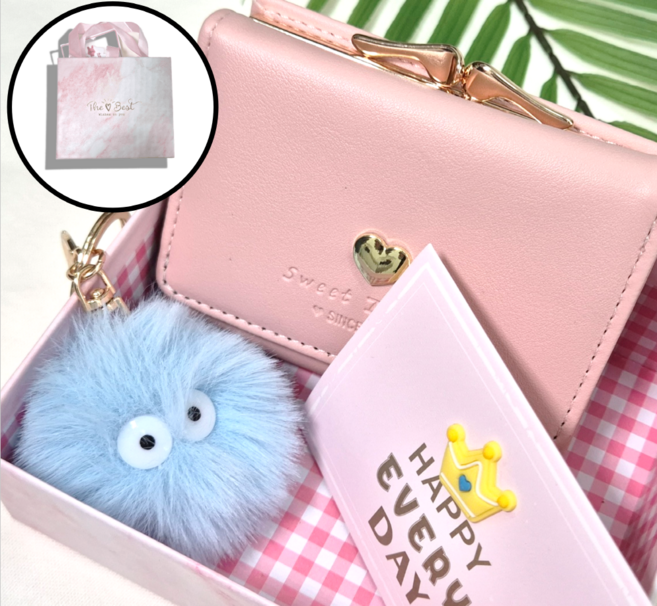 봄bom봄 여성 하트 반지갑 선물set 학생지갑 학생반지갑 동전지갑 생일선물