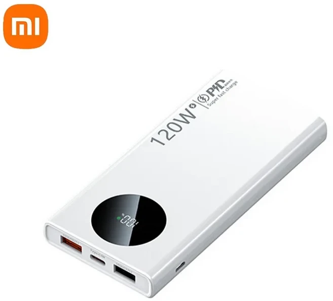 Xiaomi 20000mAh 보조베터리 120W 빠른 충전 고용량 휴대용 배터리 충전기 iPhone Samsung Huawei 용 Mobli, 02 하얀색, 02 10000mAh