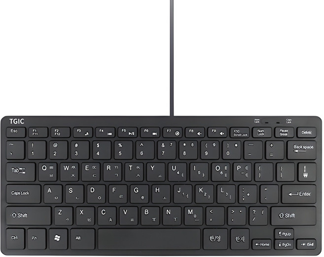 TGIC 미니 유선 텐키리스 키보드, 블랙, TGC-K7000M