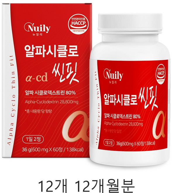 온가족 식이섬유 장건강 알파시클로 씬핏 데일리 밸런스 정 12개월분, 12개, 60정