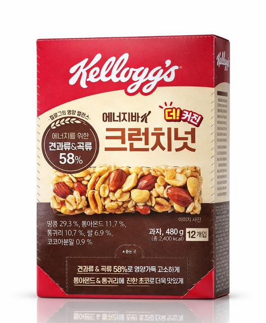 켈로그 에너지바K 크런치넛, 480g, 1개