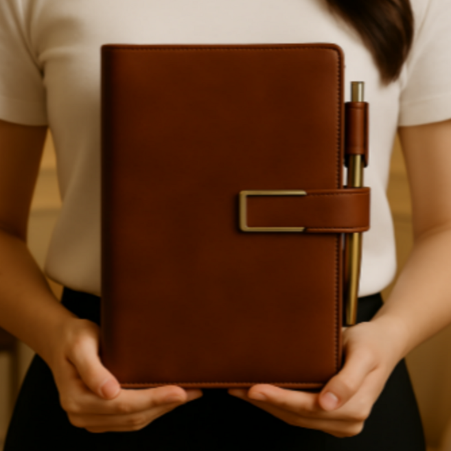 풀팩토리 A5 심플 버클 가죽 다이어리, 1개, 다크 브라운