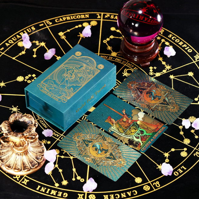 라이더 웨이트 타로카드 유니버셜 특별판 금박 디자인 +설명서 1개, 그린