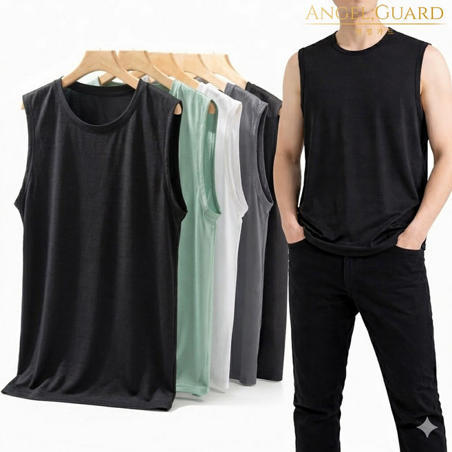 (3장세트) 남자 나시티 남성 민소매 여름 이너웨어 쿨링 냉감 아이스 런닝 라운드 메쉬 메리야스