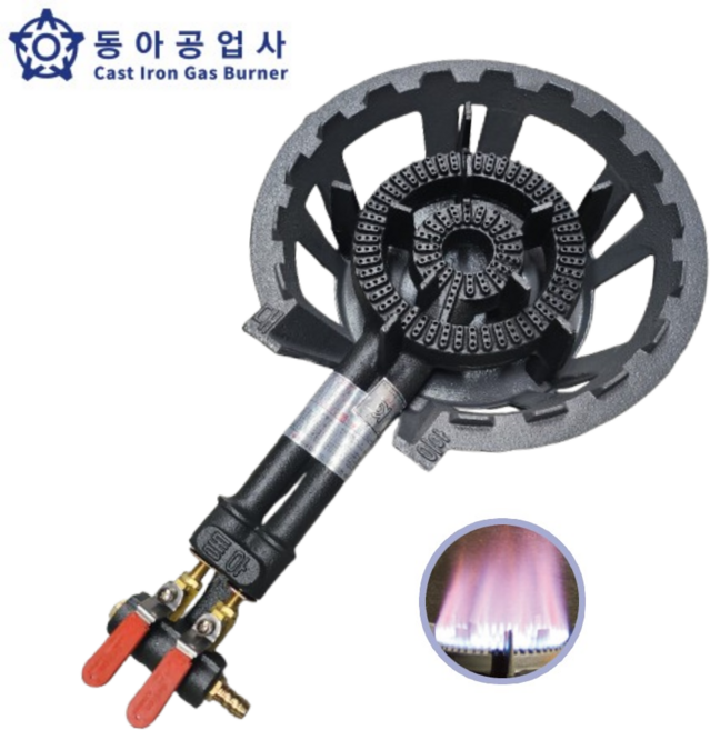 신성 업소용 주물 버너 LPG 준저압 고화력 3열 쌍관버너 세트 2구 화구 가스버너, 쌍관버너세트 불구멍3개