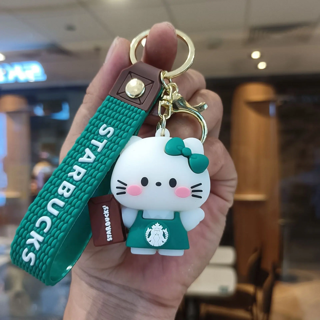 스벅 X 헬로키티 키링 - 키홀더 베어리스타 인형 거울 열쇠고리 텀블러 미니 미니어처 키체인