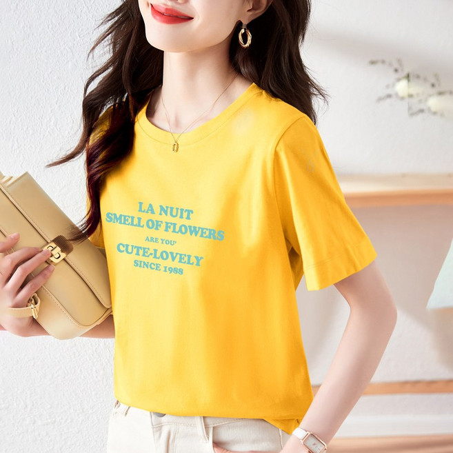 스타일아유 여성 쿨링 데일리 편한 폭신폭신 반팔 레터링 짱편한 여름 티셔츠