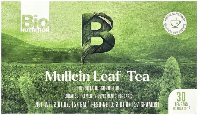 Bio Nutrition 뮬레인잎차 카페인 무함유 티백 30개 57g(2.01oz) BIU-16000, 1.9g, 1 - 쿠팡