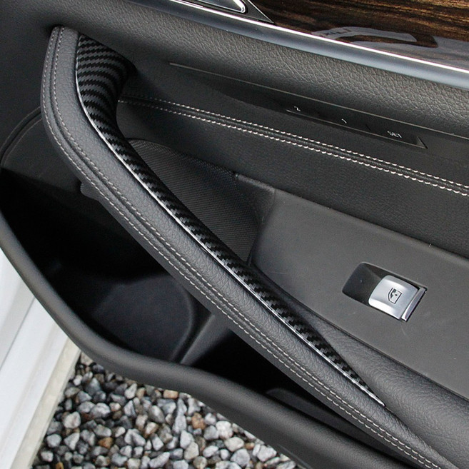 5시리즈 도어 손잡이 카본 몰딩 끈끈이 보호 커버 2017년-2023년 G30 호환 용품, 1열 (운전석 보조석) 2P