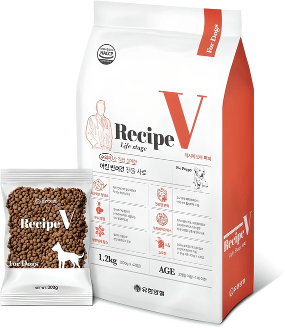 유한양행레시피브이 강아지 처방식사료, 퍼피, 1.2kg, 1개 - 쿠팡