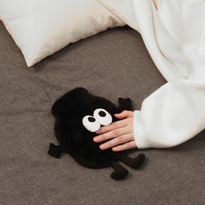 일호장신구 땡글 귀요미 유니크 물 주머니 따뜻한 온열 오래가는 미니 간편한 사용 겨울템, 1개, 블랙