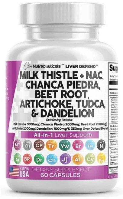 밀크시슬 3000mg NAC 찬카 피에드라 2000mg 비트 뿌리 2000mg 아티초크 2000mg 민들레 뿌리 1000mg 60정 미국배송, 1개 - 쿠팡