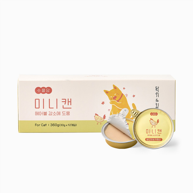 수플담 미니캔 헤어볼 고양이 구토 습식 사료 키토산, 12개, 30g, 닭가슴살