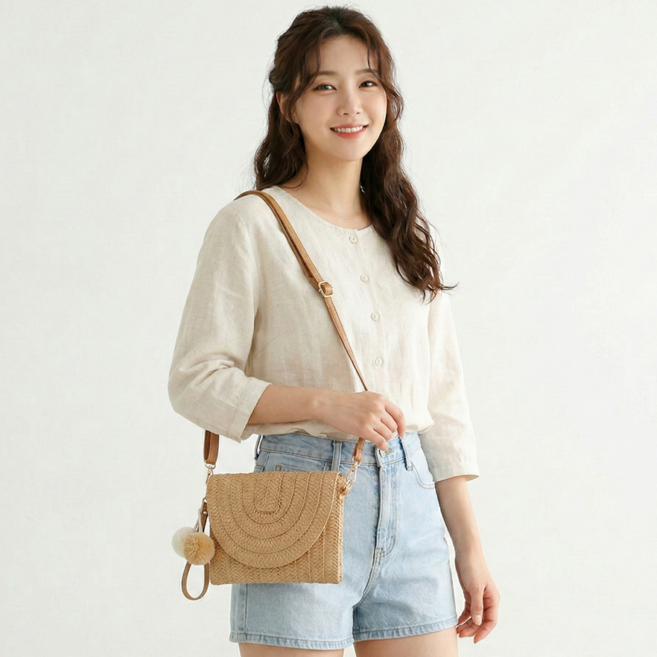 컬러인베리 라탄 클러치 크로스백