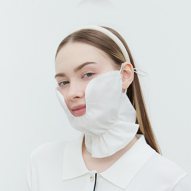 엠엠스포츠 여성 UV차단 국산 안면 햇빛가리개 스포츠 골프 넥가리개 볼마스크, 1개, 화이트