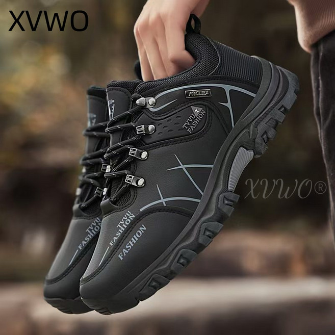 XVWO 남성 작업화 방수 미끄럼방지 운동화 등산화 대형사이즈 내구성 좋은 남자신발 편한 워킹화 캐주얼 스타일