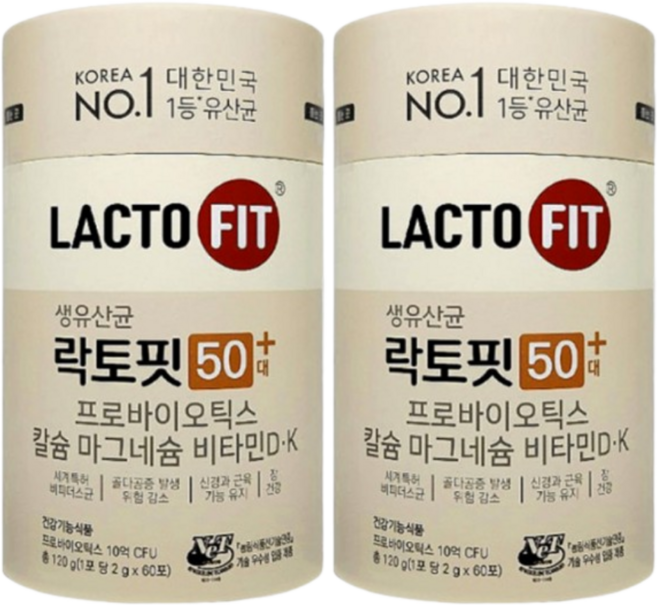 종근당 락토핏 50대+ 60포, 120g, 2개