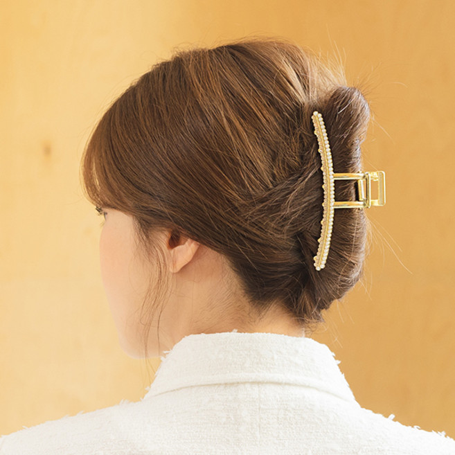 MISS21 다운티 진주 큐빅 집게핀 헤어핀 머리핀 (hp1389)