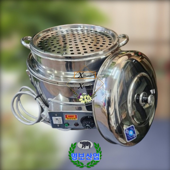 명보산업 스텐 자동 전기 만두찜기 대형 포차 푸드트럭 식당 업소용, 채반5뚜껑1