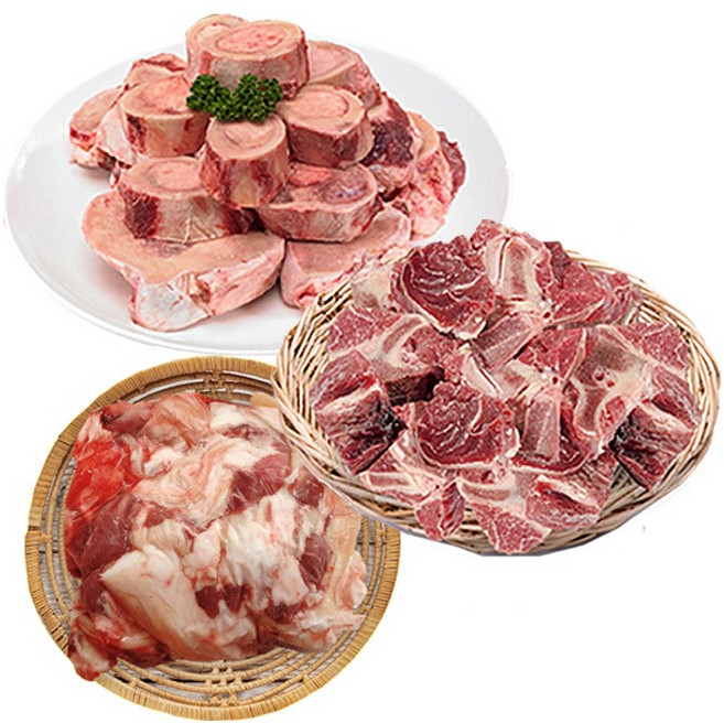 황금한우 한우 사골 우족 잡뼈 사태 불고기 구성 모음 곰탕용 보신용 세트, 1개, 02_사골2kg+도가니600g+잡뼈1kg