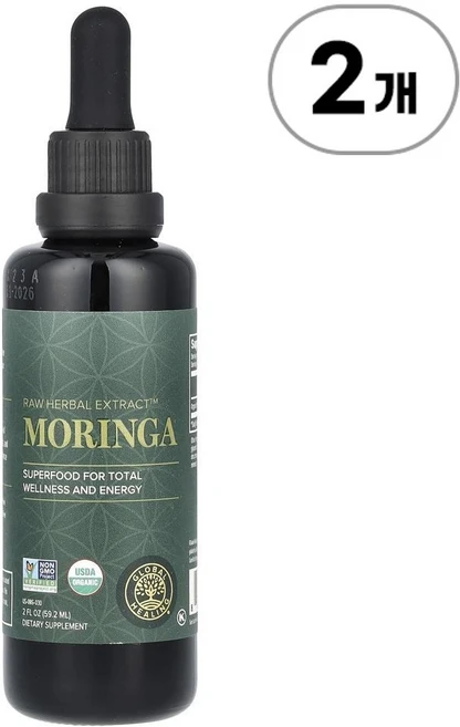 글로벌 힐링 로우 허벌 익스트랙트 모링가 Global Healing Raw Herbal Extract Moringa 59.2ml, 2개 - 쿠팡