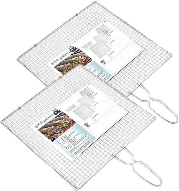 양면 손잡이 접석쇠 구이용 석쇠, 2개