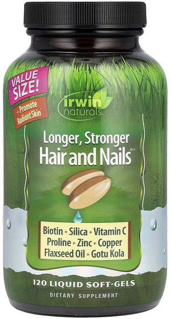 어윈네츄럴 건강한 피부 & 모발 플러스 손톱 액상 소프트젤 120정, IRW58134, 1개 - 쿠팡