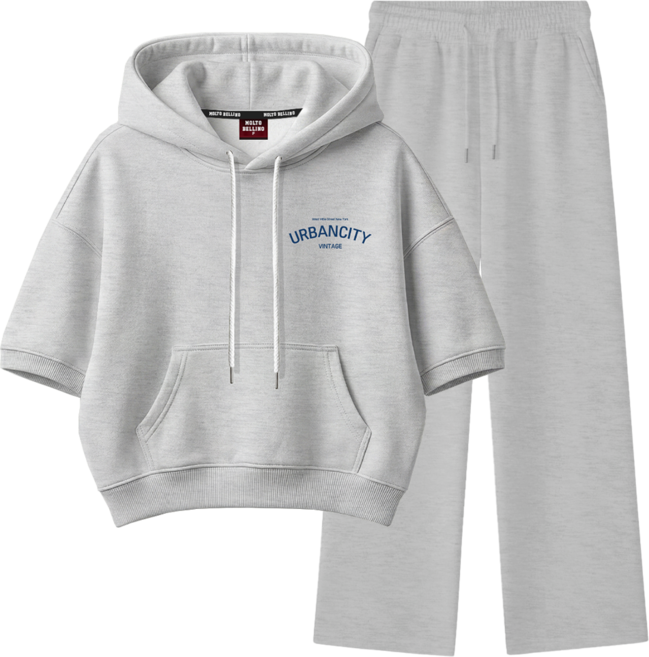 몰토벨리노 어반시티 오버핏 세미크롭 반팔 후드 트레이닝 상하세트