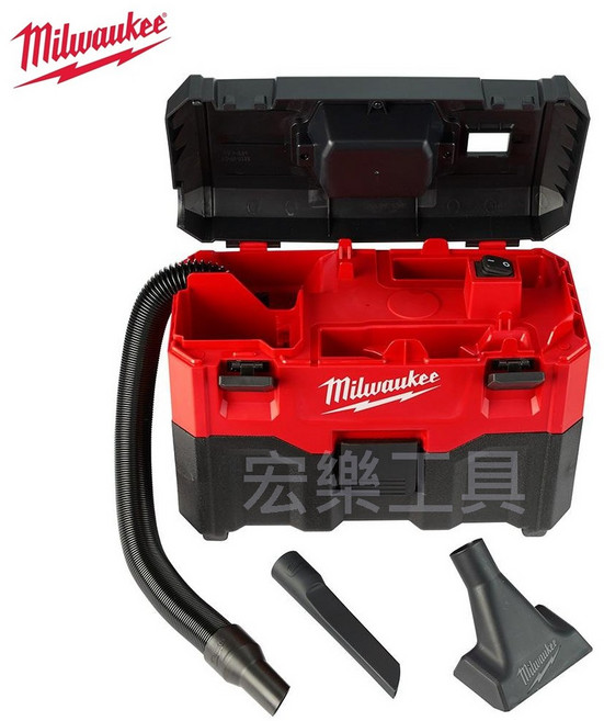 Milwaukee 美沃奇 18V鋰電乾濕兩用吸塵器M18 VC2-0空機 輕巧便攜無線設計 輕鬆應對各種清潔需求 M18B5電池*1顆, M18VC2+M18B5電池*1顆