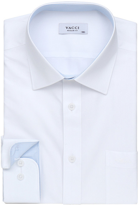 바찌 면혼방 트윌 솔리드 비즈니스 일반핏 긴소매 셔츠 화이트 VD1P1BR502A0