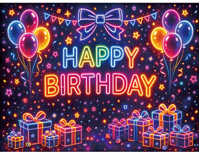 맑은누리디자인 생일현수막 포토월 2종 (수정불가), 생일 포토월 2005-네온폰트