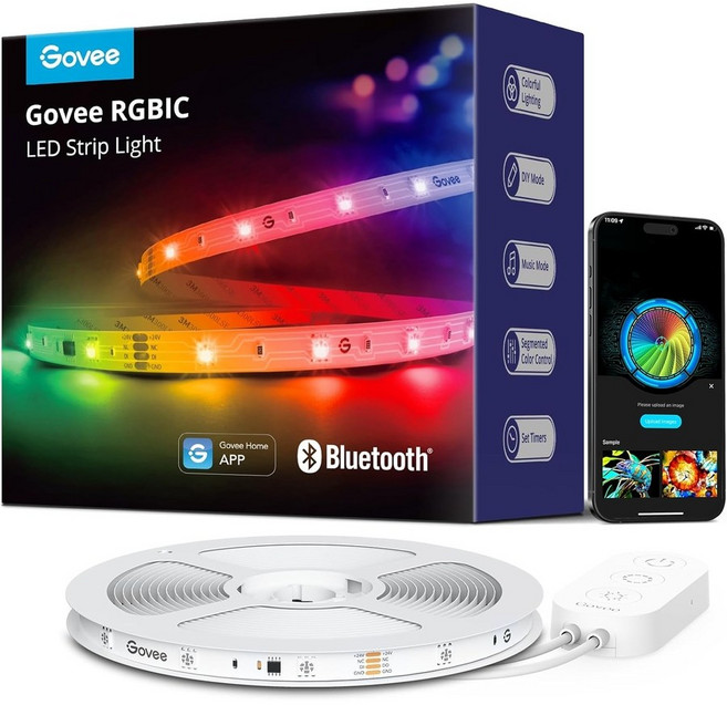 Govee RGBIC LED 스트립 조명 약5미터 어플제어가능 음악동기화, 1개