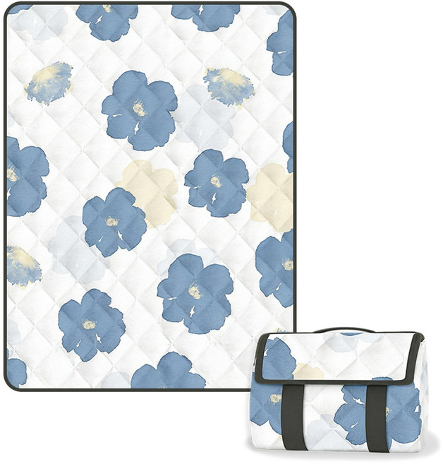 대형 방수 방일 피크닉 돗자리 두꺼운 푹신한 휴대용 접이식 캠핑매트, 블루색 꽃