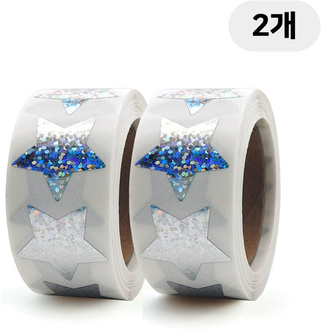 디어플레이스 홀로그램 반짝이 롤스티커 500매, 2개, S4 컨페티 실버 2.5cm_별