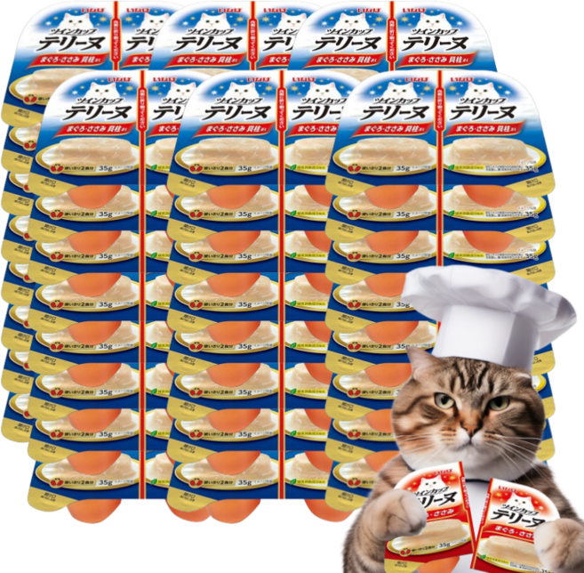 이나바 고양이 트윈컵 테린 간식캔 IMC-222, 혼합맛(참치/닭가슴살/관자), 70g, 48개