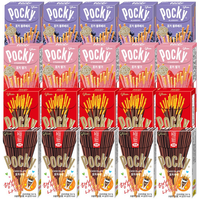 해태 포키 5개+포키극세5개+포키딸기5개+포키블루베리 5개(총20개), 1세트, 820g