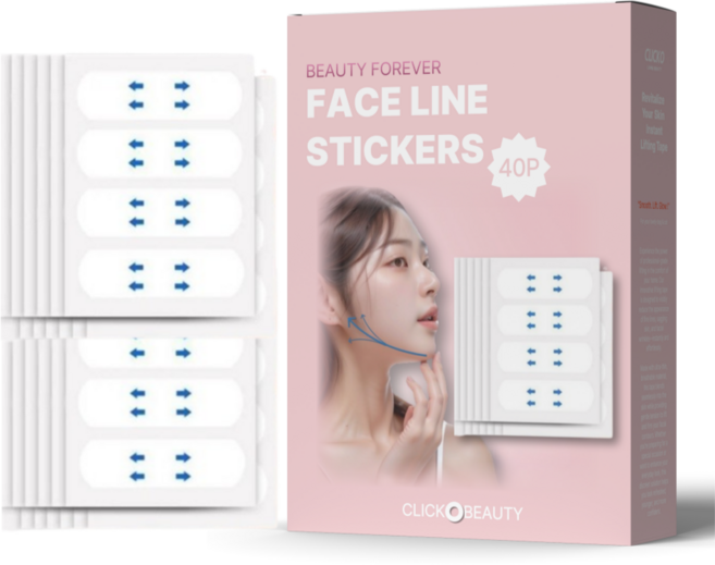 클릭코 주름 펴짐 페이스 리프팅 테이프 40매, 4개, 투명
