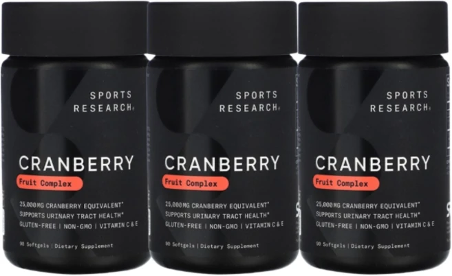 [3개 세트] 스포츠리서치 크랜베리 농축물 250mg 소프트젤 90정, 3개 - 쿠팡